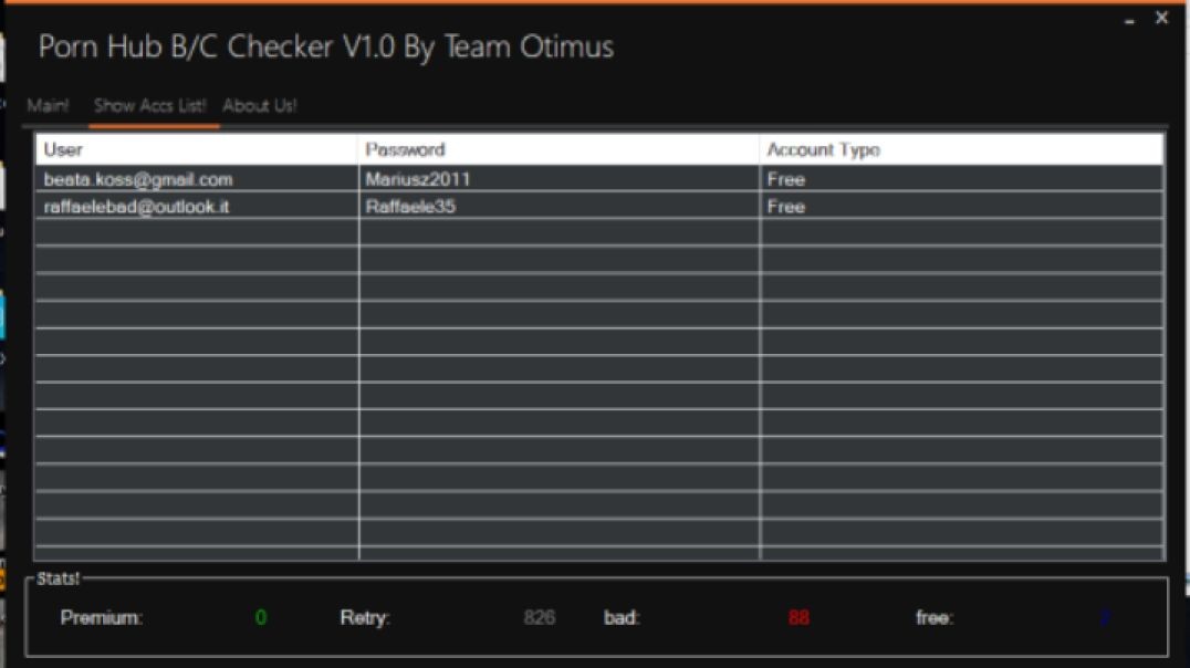 Porn Hub Checker By Team Optimus V1.0