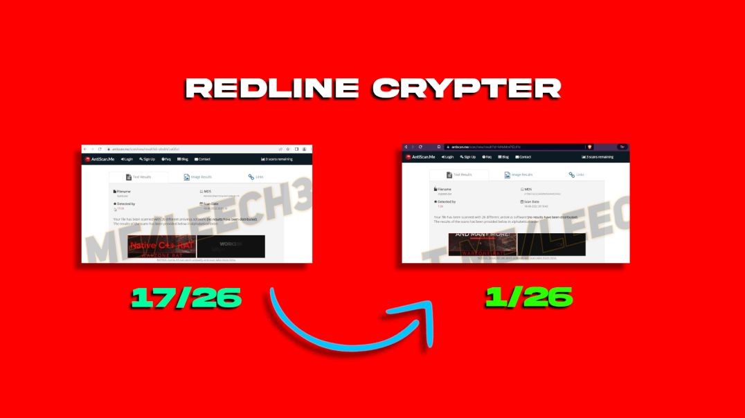⁣Redline Crypter Show Case 1/26 Detection