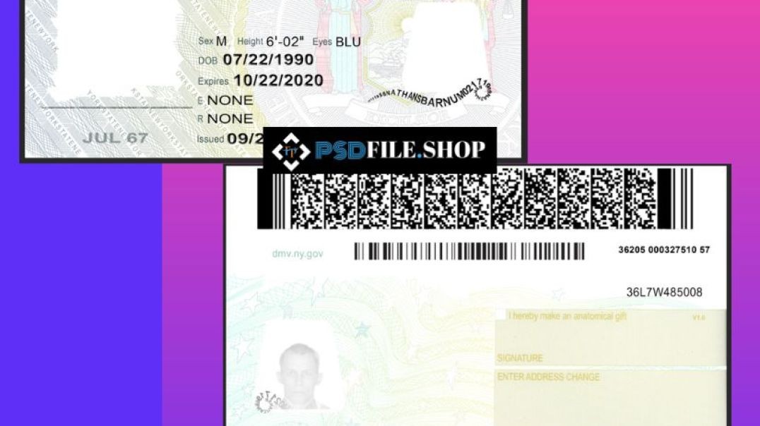 ⁣New York Driver License PSD Template