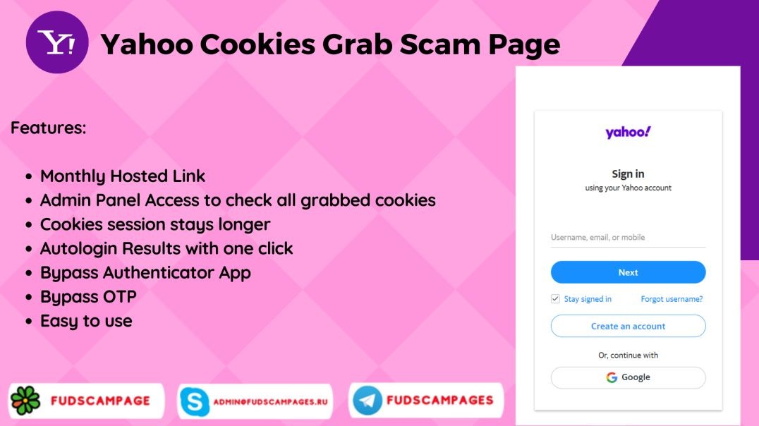 Yahoo Cookies Grab Scam Page