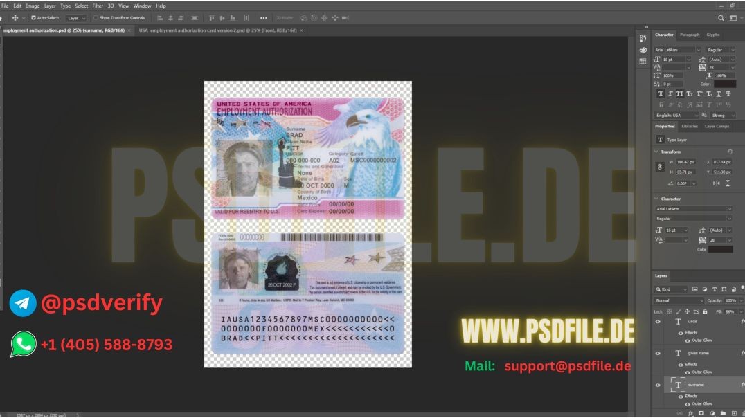 USA ID Card – Passport – Visa  PSD Template List