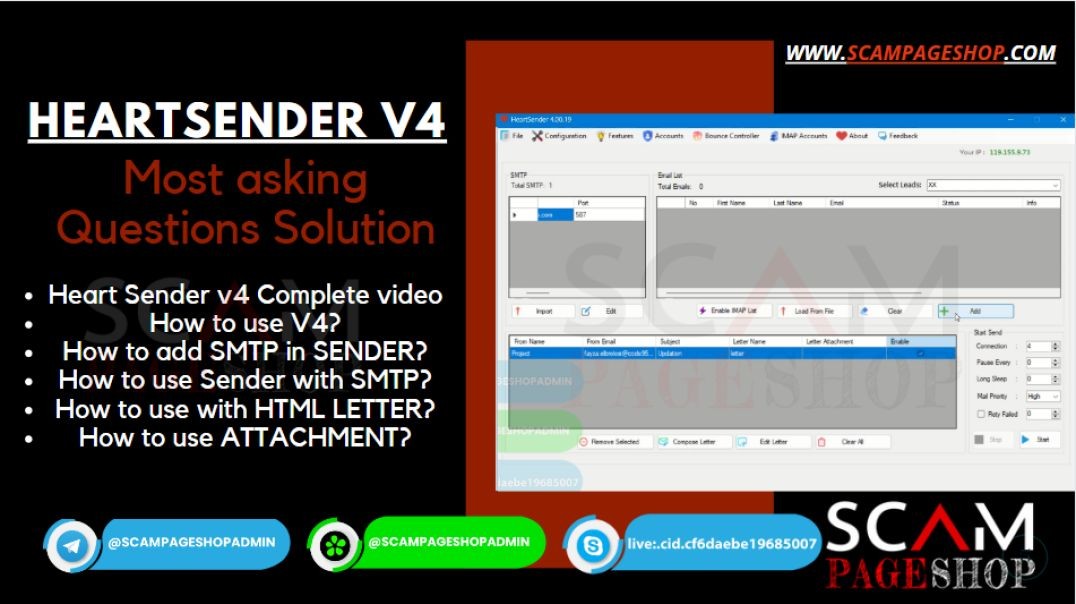 HeartSender V4 Complete Video | How to use Smtp in Sender? | Scampageshop