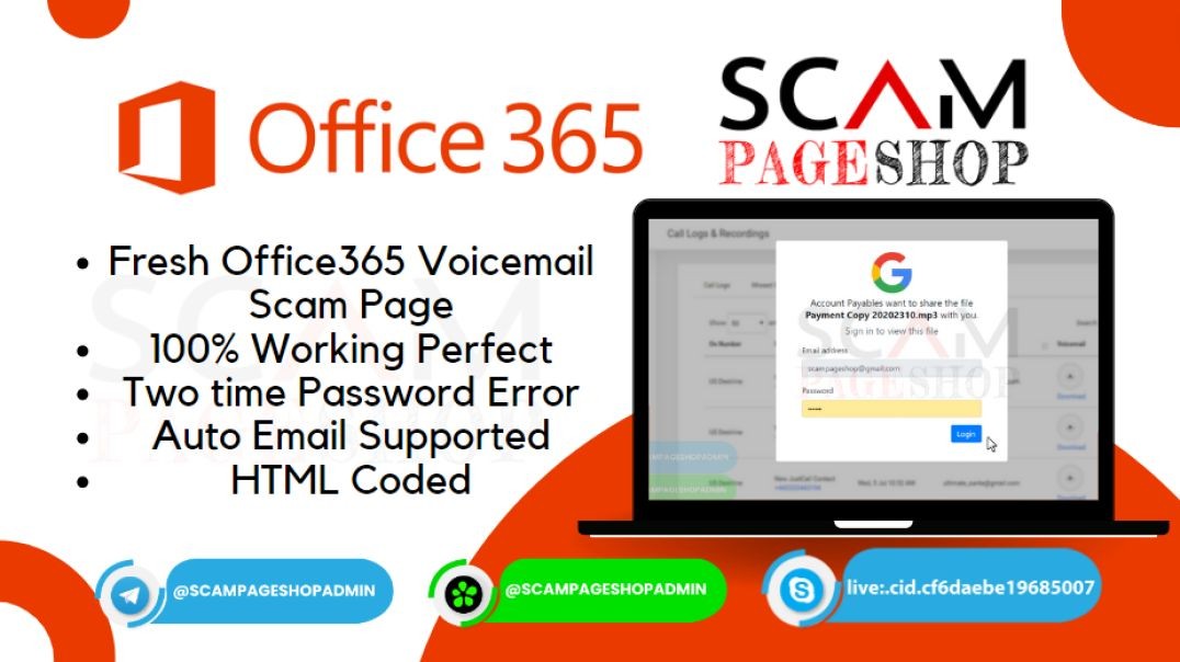 Office365 Voicemail  Scam Page | ScamPageshop