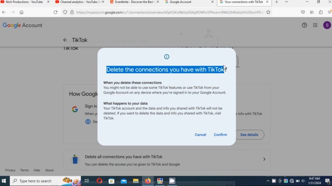 How to Delete the connections you have with TikTok to your Google account