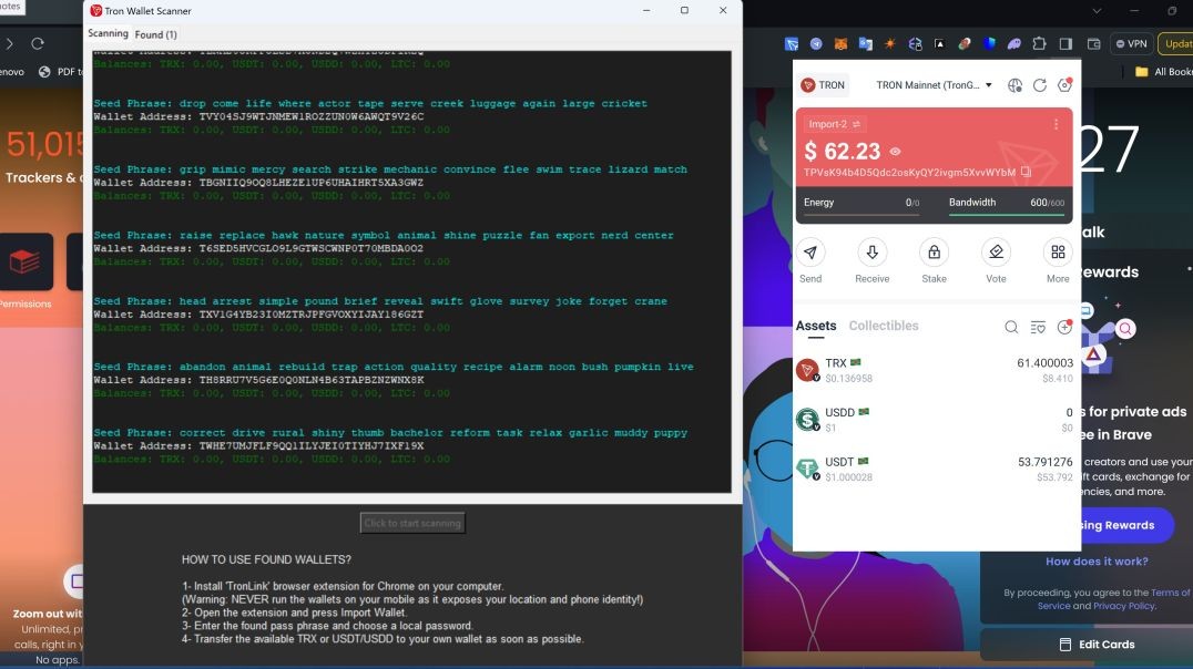 ⁣TronFinder-v4 Wallet Seed Phrase Brute Force Cracker