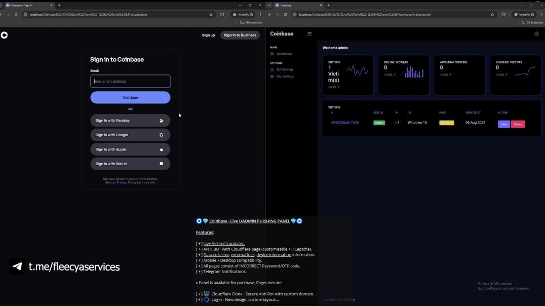 Coinbase - Live UADMIN PHISHING PANEL