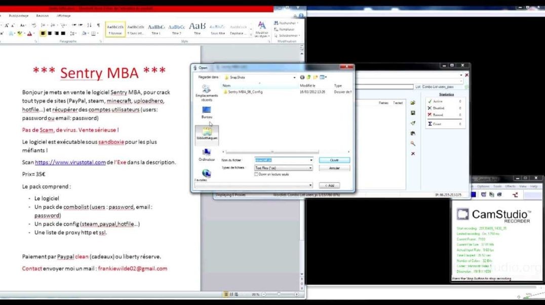 ⁣Vente du logiciel SentryMBA, Crack comptes utilisateurs_ steam, minecraft, paypal