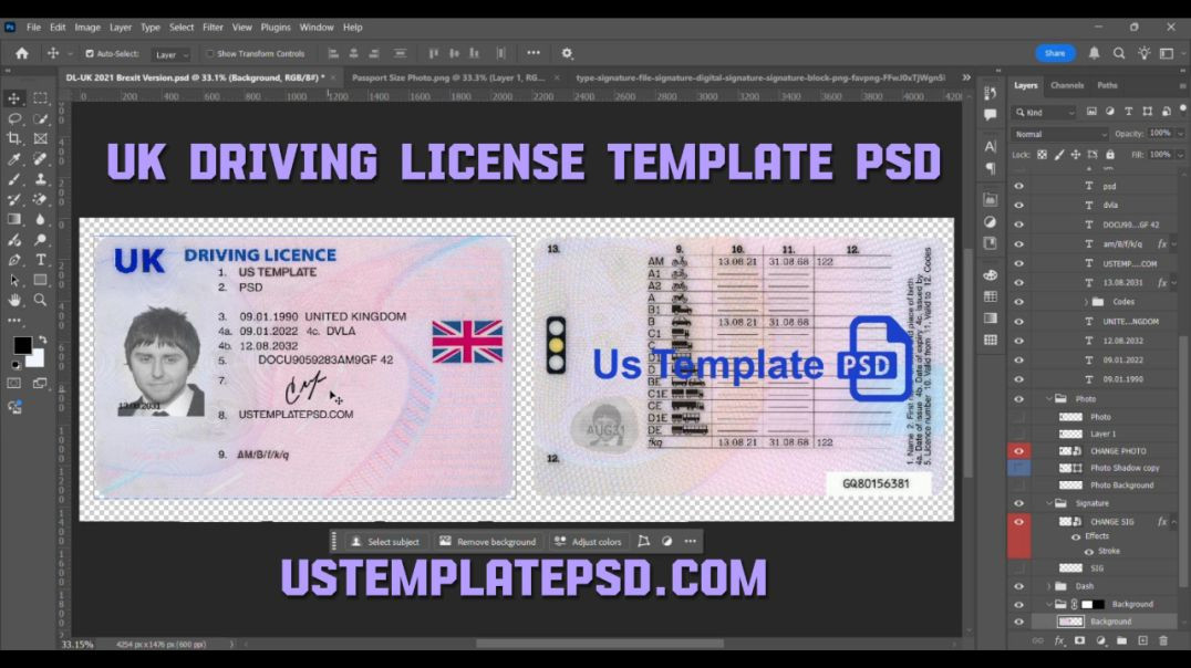 How To Edit UK Driving License Template PSD