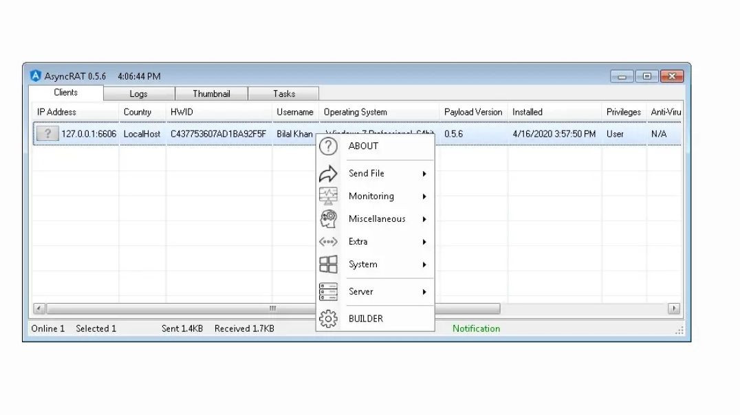 AsyncRAT v0.5.6 with Source | Remote Access Education & Cybersecurity Awareness