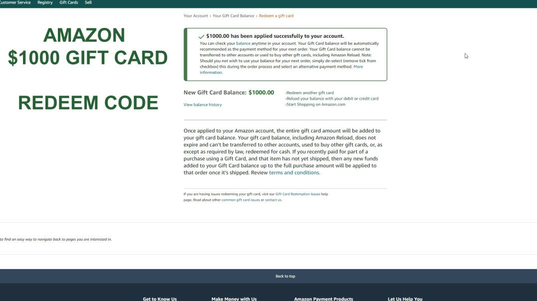 Carding Amazon $1000 Redeem Code - ze4w.cc